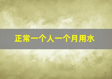 正常一个人一个月用水