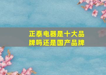 正泰电器是十大品牌吗还是国产品牌