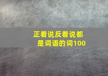 正着说反着说都是词语的词100