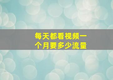 每天都看视频一个月要多少流量