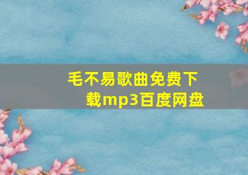 毛不易歌曲免费下载mp3百度网盘