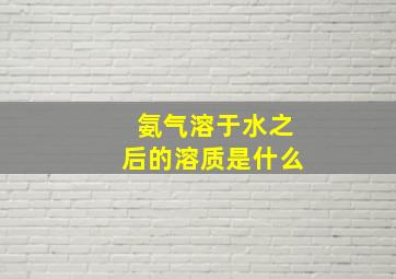 氨气溶于水之后的溶质是什么