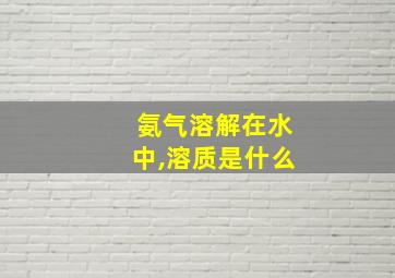 氨气溶解在水中,溶质是什么