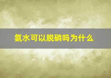 氨水可以脱硝吗为什么