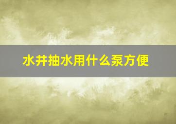 水井抽水用什么泵方便