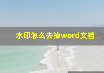 水印怎么去掉word文档