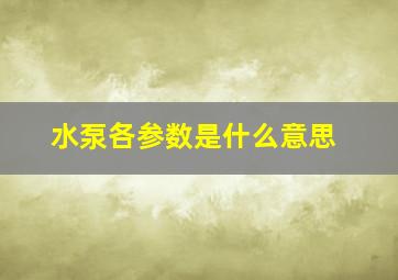 水泵各参数是什么意思