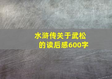 水浒传关于武松的读后感600字