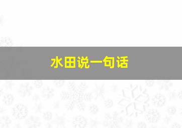 水田说一句话