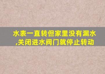 水表一直转但家里没有漏水,关闭进水阀门就停止转动