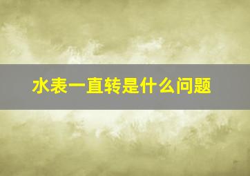 水表一直转是什么问题