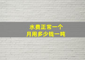 水费正常一个月用多少钱一吨