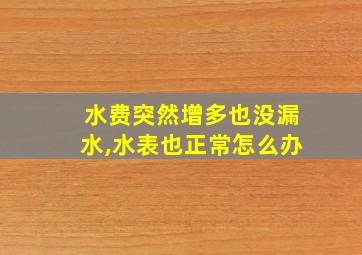 水费突然增多也没漏水,水表也正常怎么办