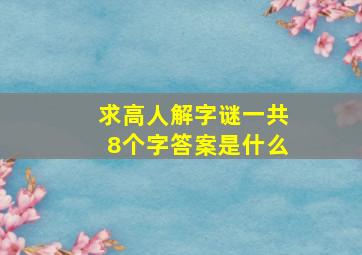 求高人解字谜一共8个字答案是什么