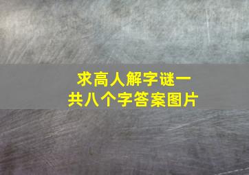 求高人解字谜一共八个字答案图片