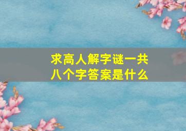 求高人解字谜一共八个字答案是什么