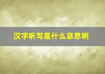 汉字听写是什么意思啊