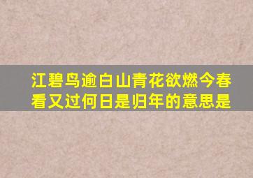 江碧鸟逾白山青花欲燃今春看又过何日是归年的意思是