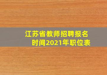 江苏省教师招聘报名时间2021年职位表