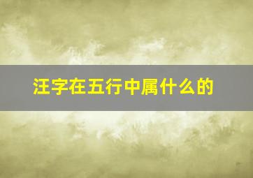 汪字在五行中属什么的