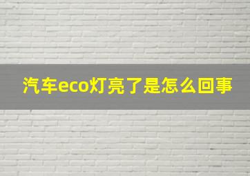 汽车eco灯亮了是怎么回事