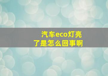 汽车eco灯亮了是怎么回事啊