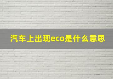 汽车上出现eco是什么意思