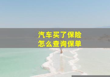 汽车买了保险怎么查询保单