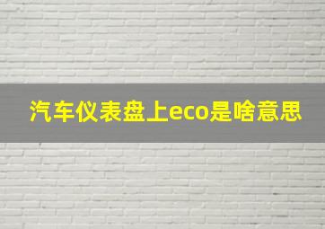 汽车仪表盘上eco是啥意思