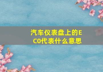 汽车仪表盘上的EC0代表什么意思