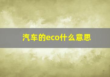 汽车的eco什么意思