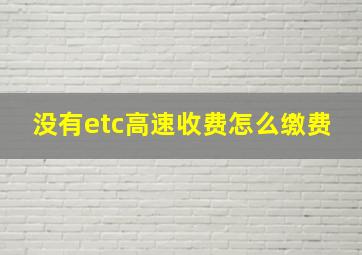 没有etc高速收费怎么缴费