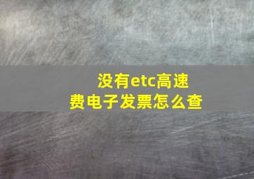 没有etc高速费电子发票怎么查