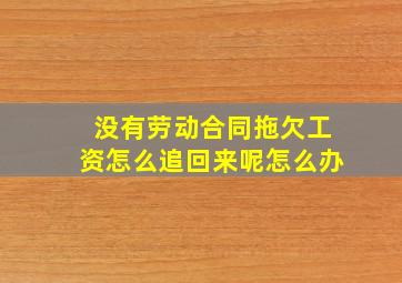 没有劳动合同拖欠工资怎么追回来呢怎么办