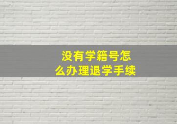 没有学籍号怎么办理退学手续