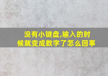 没有小键盘,输入的时候就变成数字了怎么回事