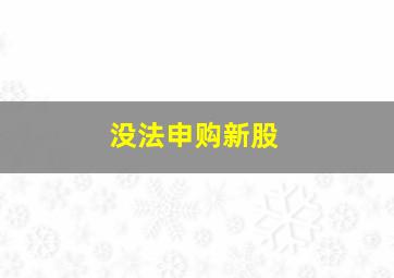 没法申购新股