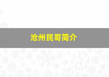 沧州民哥简介