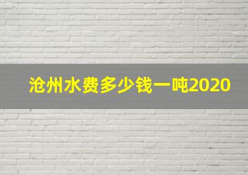 沧州水费多少钱一吨2020