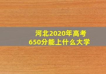 河北2020年高考650分能上什么大学