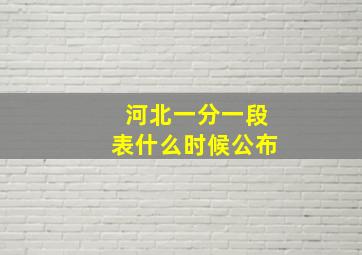 河北一分一段表什么时候公布