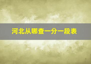 河北从哪查一分一段表