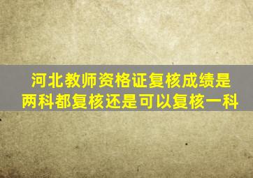 河北教师资格证复核成绩是两科都复核还是可以复核一科