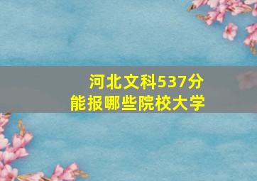 河北文科537分能报哪些院校大学