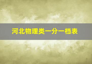 河北物理类一分一档表