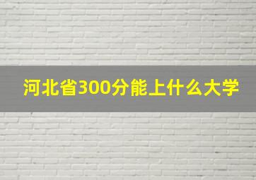 河北省300分能上什么大学