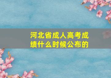 河北省成人高考成绩什么时候公布的