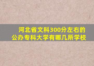 河北省文科300分左右的公办专科大学有哪几所学校