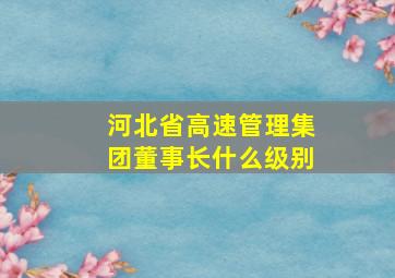 河北省高速管理集团董事长什么级别