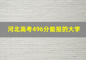 河北高考496分能报的大学